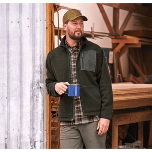 NWT Redhead Bass Pro Cabelas green berber fleece full zip jacket M